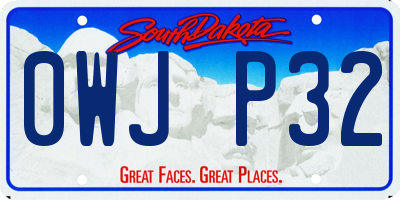 SD license plate 0WJP32