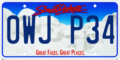 SD license plate 0WJP34