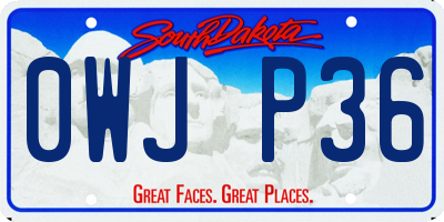 SD license plate 0WJP36