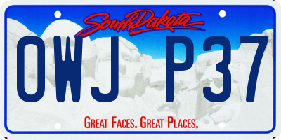 SD license plate 0WJP37