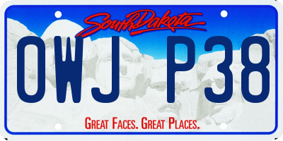 SD license plate 0WJP38