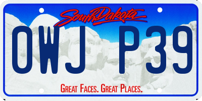 SD license plate 0WJP39