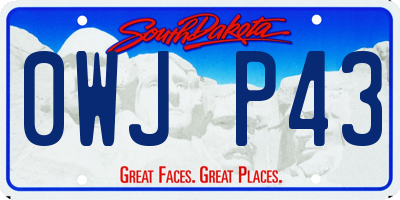 SD license plate 0WJP43