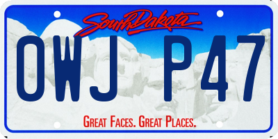 SD license plate 0WJP47