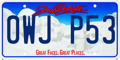 SD license plate 0WJP53