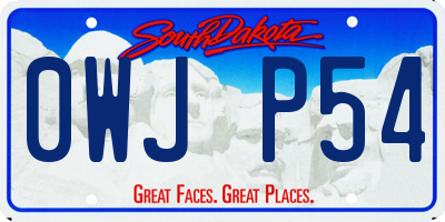 SD license plate 0WJP54