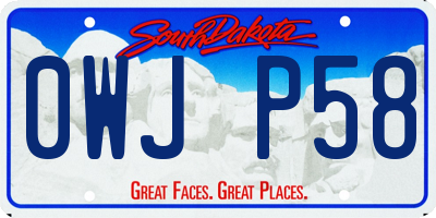 SD license plate 0WJP58