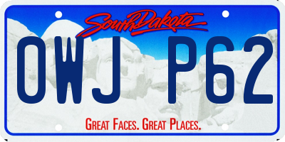 SD license plate 0WJP62