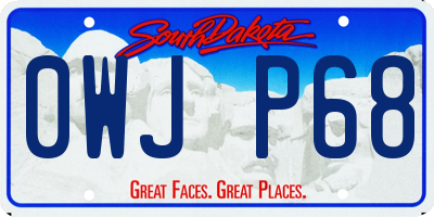 SD license plate 0WJP68