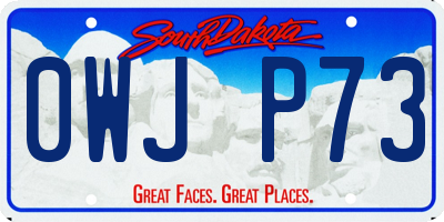 SD license plate 0WJP73