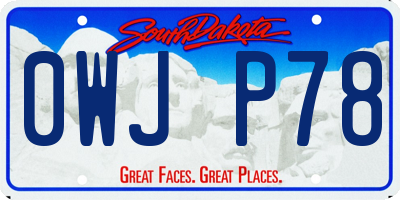SD license plate 0WJP78