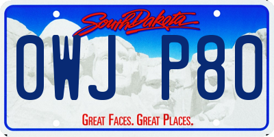 SD license plate 0WJP80