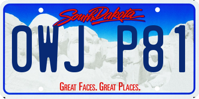 SD license plate 0WJP81