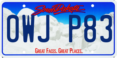 SD license plate 0WJP83