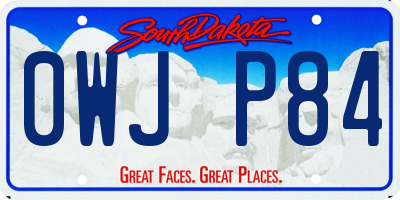 SD license plate 0WJP84