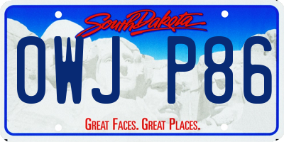 SD license plate 0WJP86