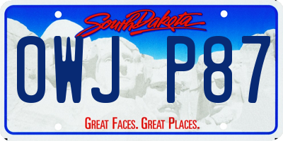 SD license plate 0WJP87