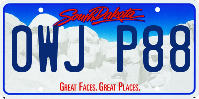 SD license plate 0WJP88
