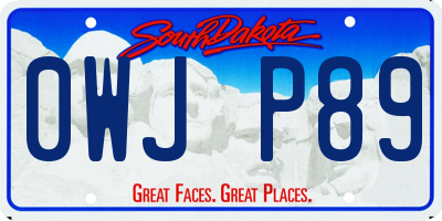 SD license plate 0WJP89