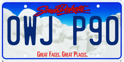 SD license plate 0WJP90