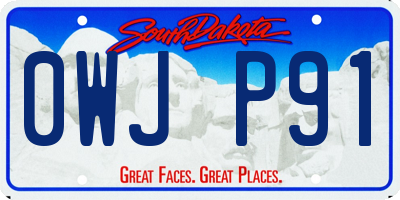 SD license plate 0WJP91