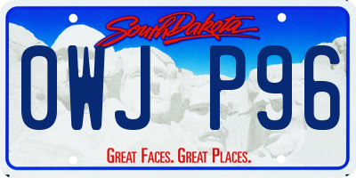 SD license plate 0WJP96