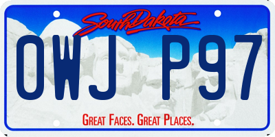 SD license plate 0WJP97