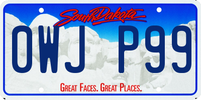 SD license plate 0WJP99