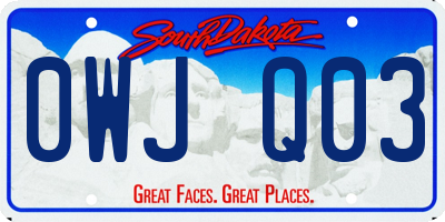SD license plate 0WJQ03