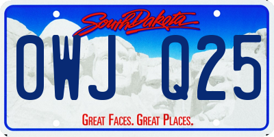 SD license plate 0WJQ25
