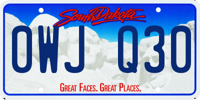 SD license plate 0WJQ30