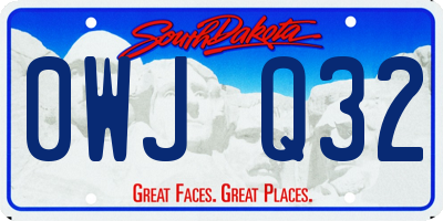 SD license plate 0WJQ32