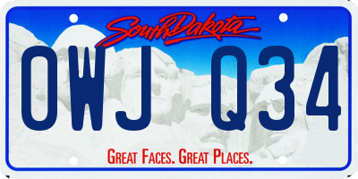 SD license plate 0WJQ34