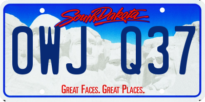 SD license plate 0WJQ37