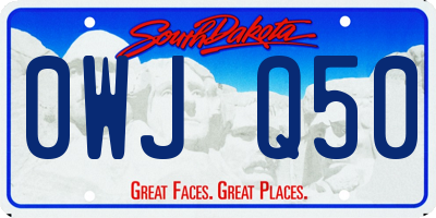 SD license plate 0WJQ50