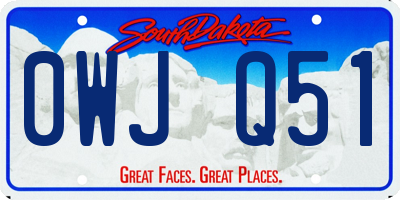 SD license plate 0WJQ51