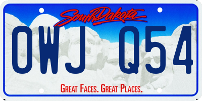 SD license plate 0WJQ54