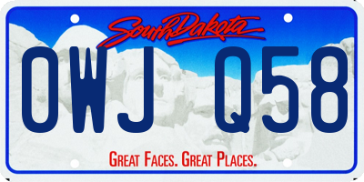 SD license plate 0WJQ58