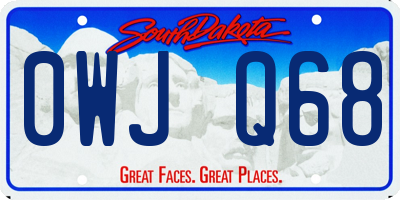 SD license plate 0WJQ68