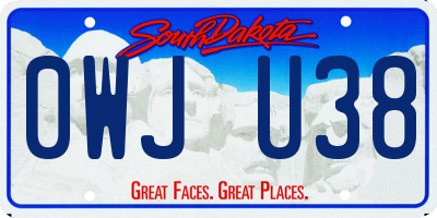 SD license plate 0WJU38