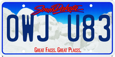 SD license plate 0WJU83