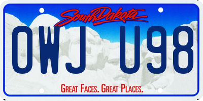 SD license plate 0WJU98