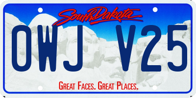 SD license plate 0WJV25