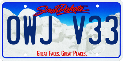SD license plate 0WJV33