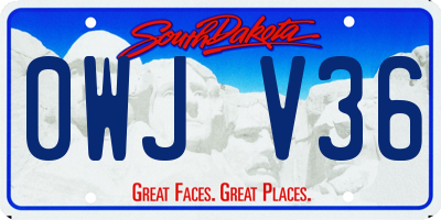 SD license plate 0WJV36
