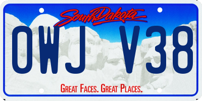 SD license plate 0WJV38
