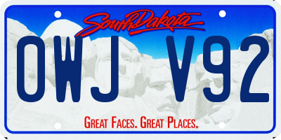 SD license plate 0WJV92