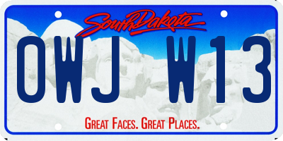 SD license plate 0WJW13