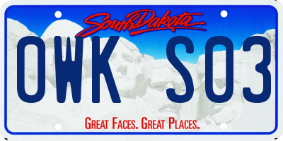 SD license plate 0WKS03