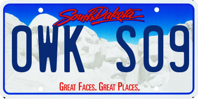 SD license plate 0WKS09